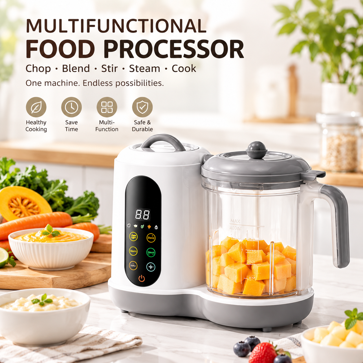 Multifunctional Food Processor Blender Baby Food Grinder Stirring Warming Cooking Machine Küchenmaschinen