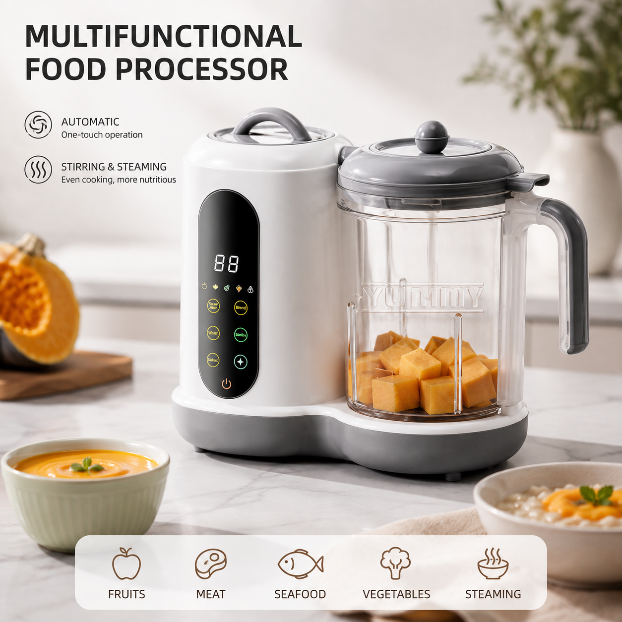 Multifunctional Food Processor Blender Baby Food Grinder Stirring Warming Cooking Machine Küchenmaschinen
