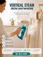 2000W Steam Iron with Ceramic Soleplate – Vertical Steam & 250ML Water Tank