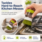 Soap Dispensing Palm Dish Brush with Drainage Base & Storage Holder