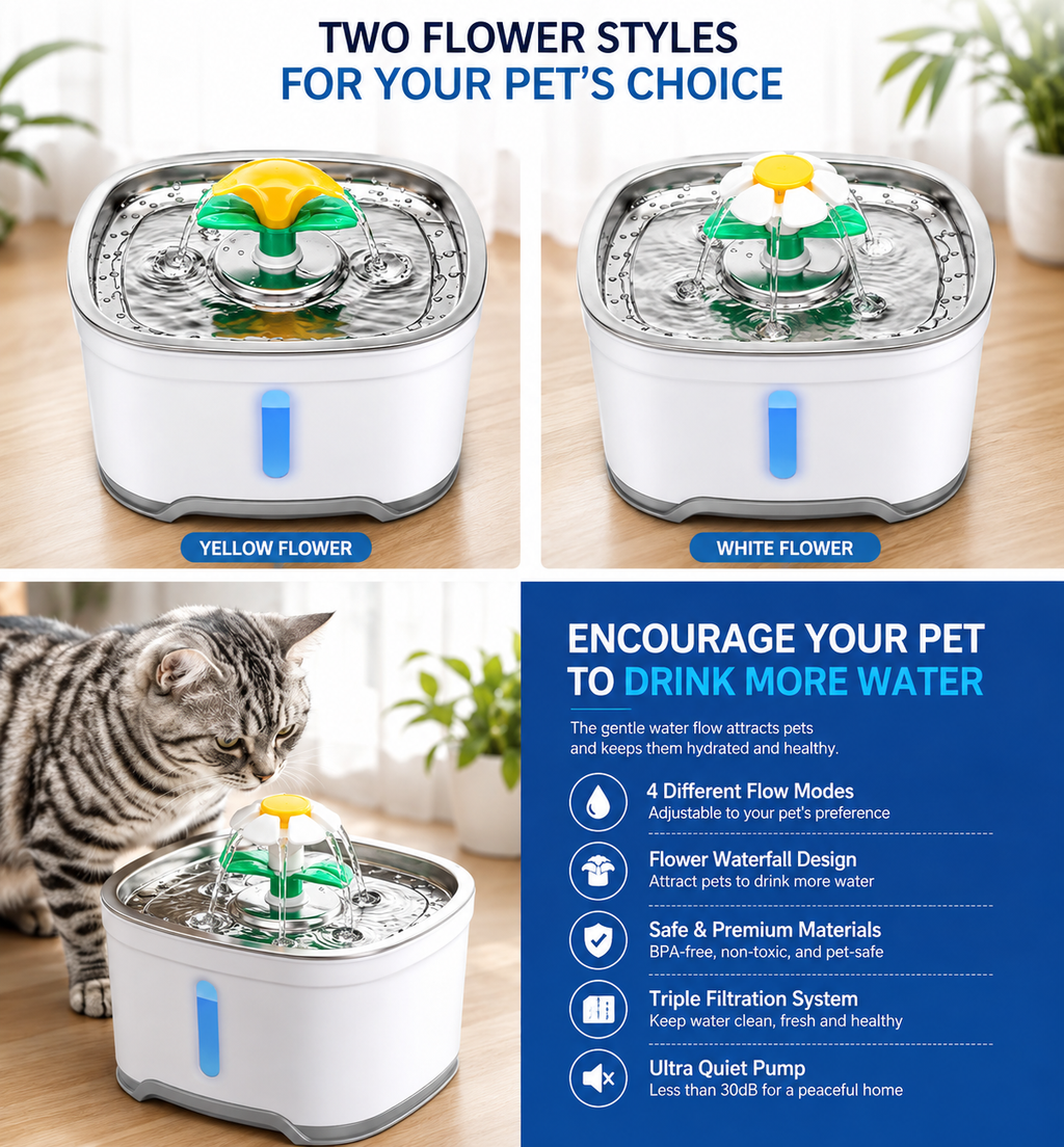 2.4L Automatic Cat Water Fountain with LED – USB Pet Drinking Fountain
