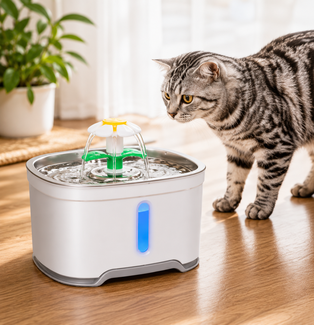 2.4L Automatic Cat Water Fountain with LED – USB Pet Drinking Fountain