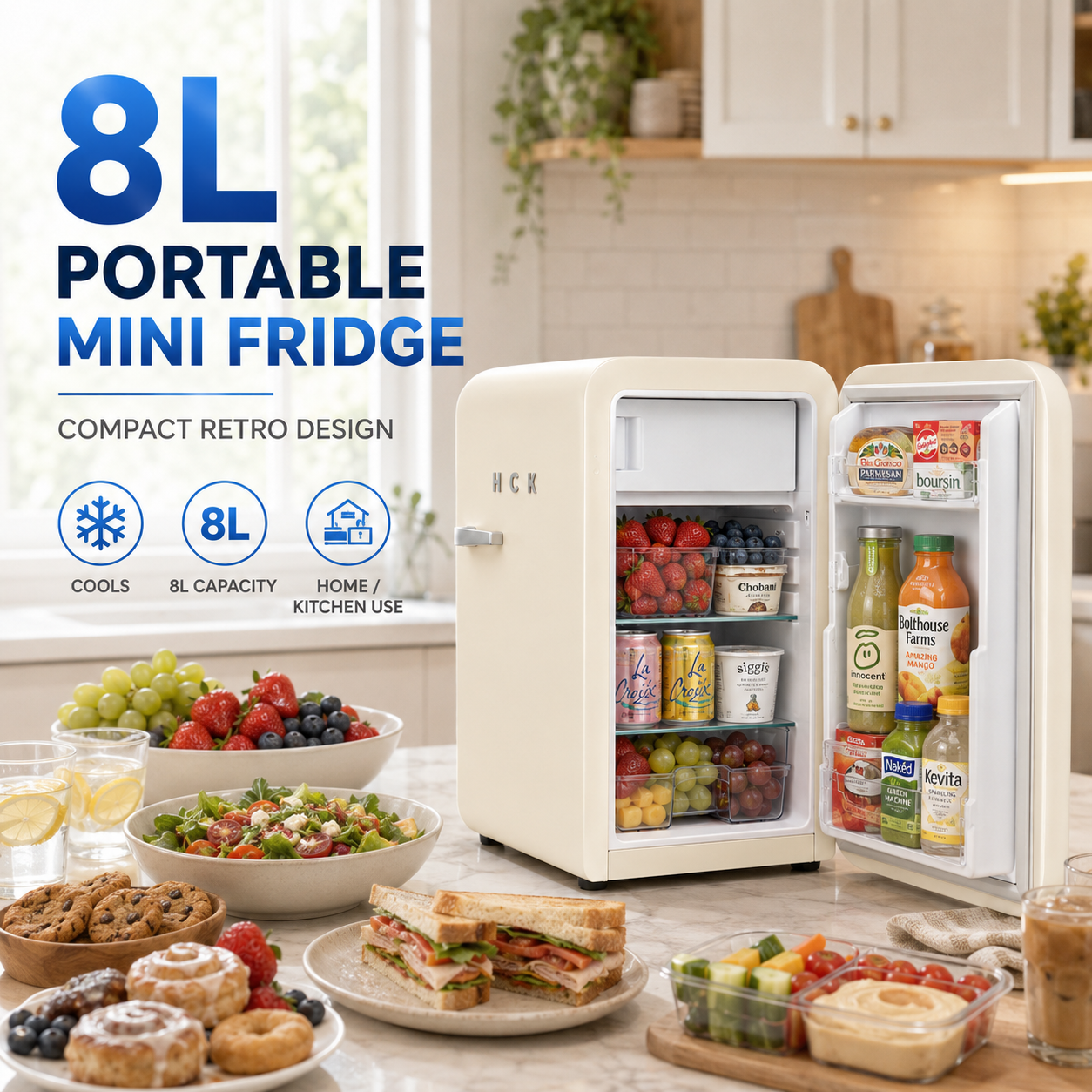 8L Retro Mini Fridge – Compact Portable
