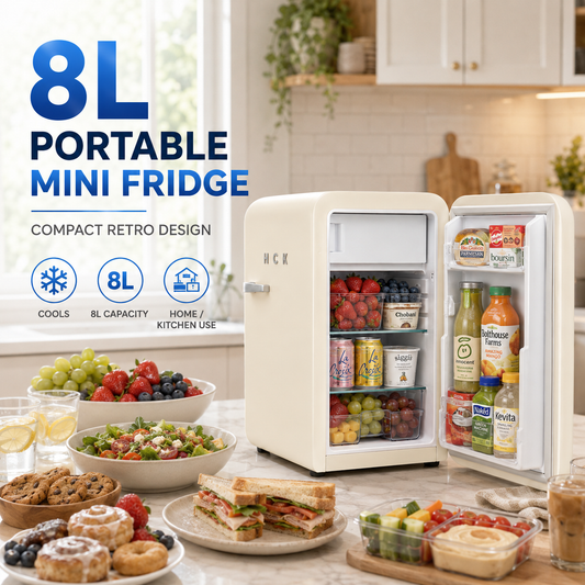8L Retro Mini Fridge – Compact Portable