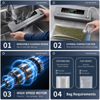 Electric Vacuum Sealer Machine for Food – Dry & Wet Modes, Built-in Cutter
