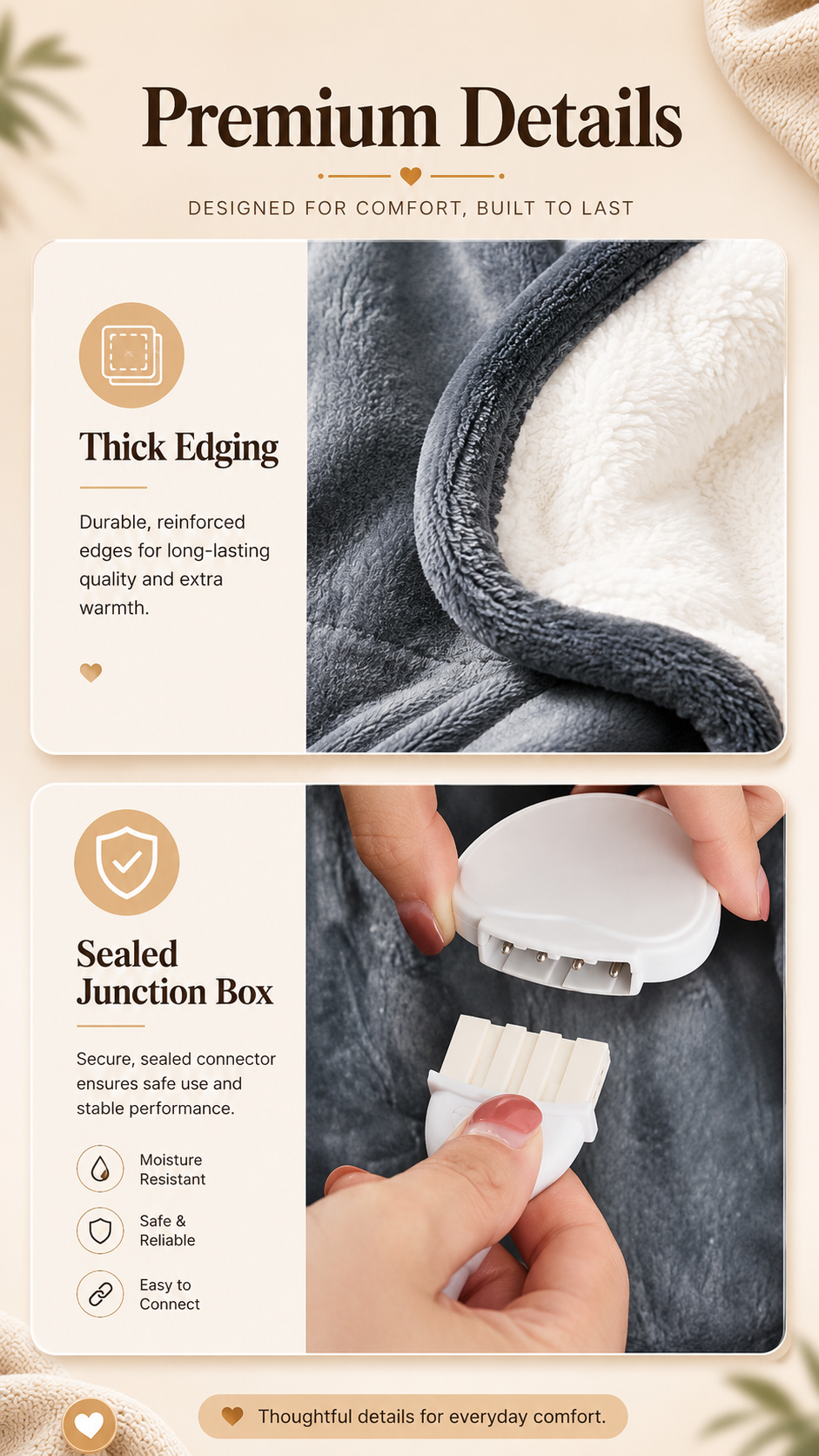 Wearable Electric Heating Sleeve Blanket Flannel & Sherpa, Electric Blankets 6 Heat Settings, 10-hour Time Auto-Off Function