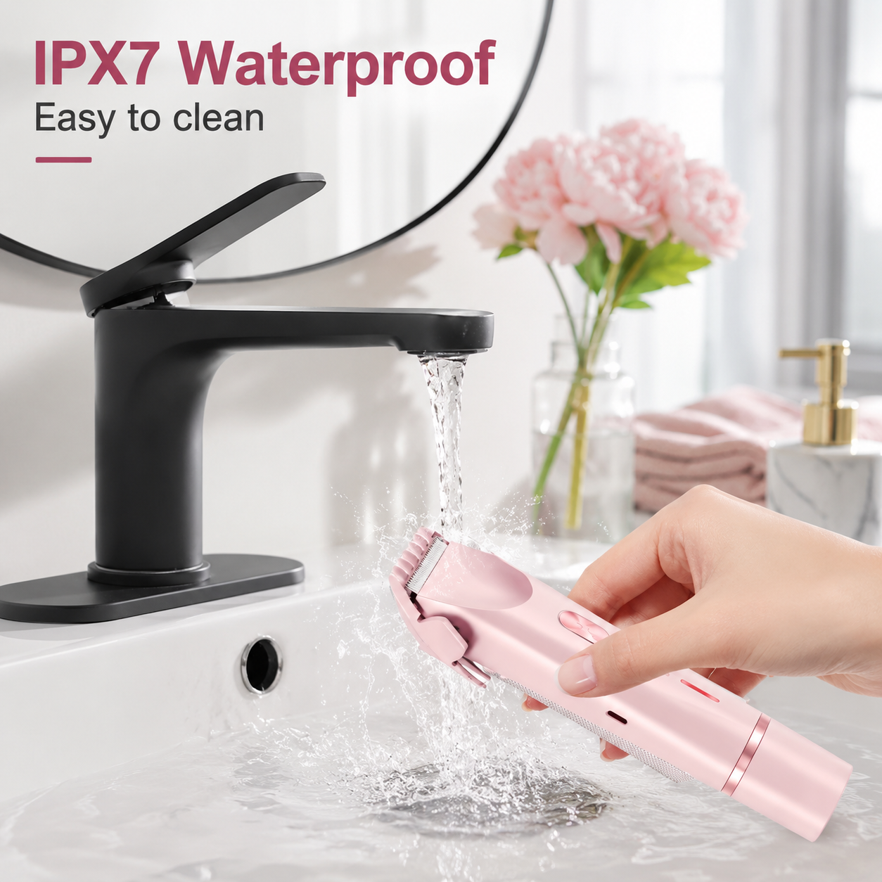 Women’s Electric Shaver 2-in-1 Dual Head Razor, IPX7 Waterproof Rechargeable Body Hair Trimmer for Legs, Underarms, Bikini Area & Face