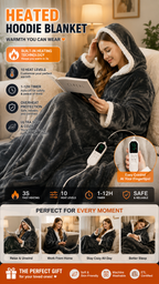 Wearable Electric Heating Sleeve Blanket Flannel & Sherpa, Electric Blankets 6 Heat Settings, 10-hour Time Auto-Off Function
