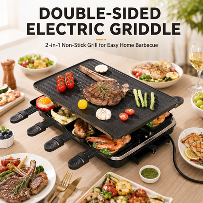 Multifunctional 2-Tier Smokeless Non-Stick Electric Grill