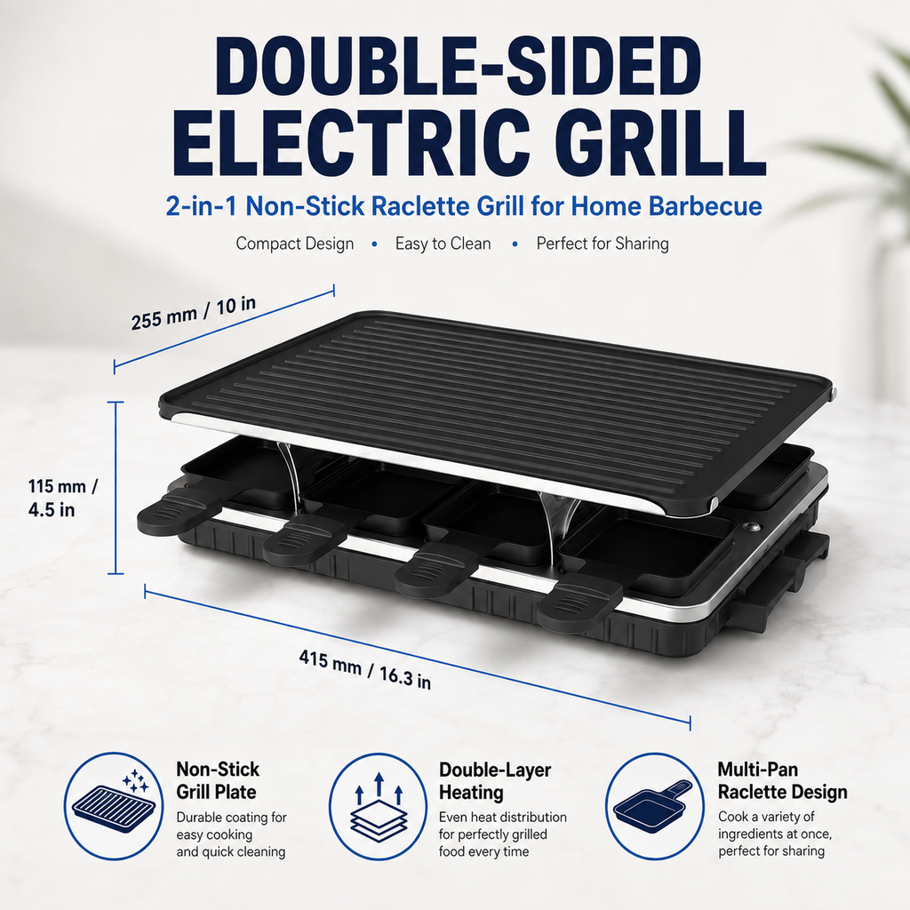 Multifunctional 2-Tier Smokeless Non-Stick Electric Grill