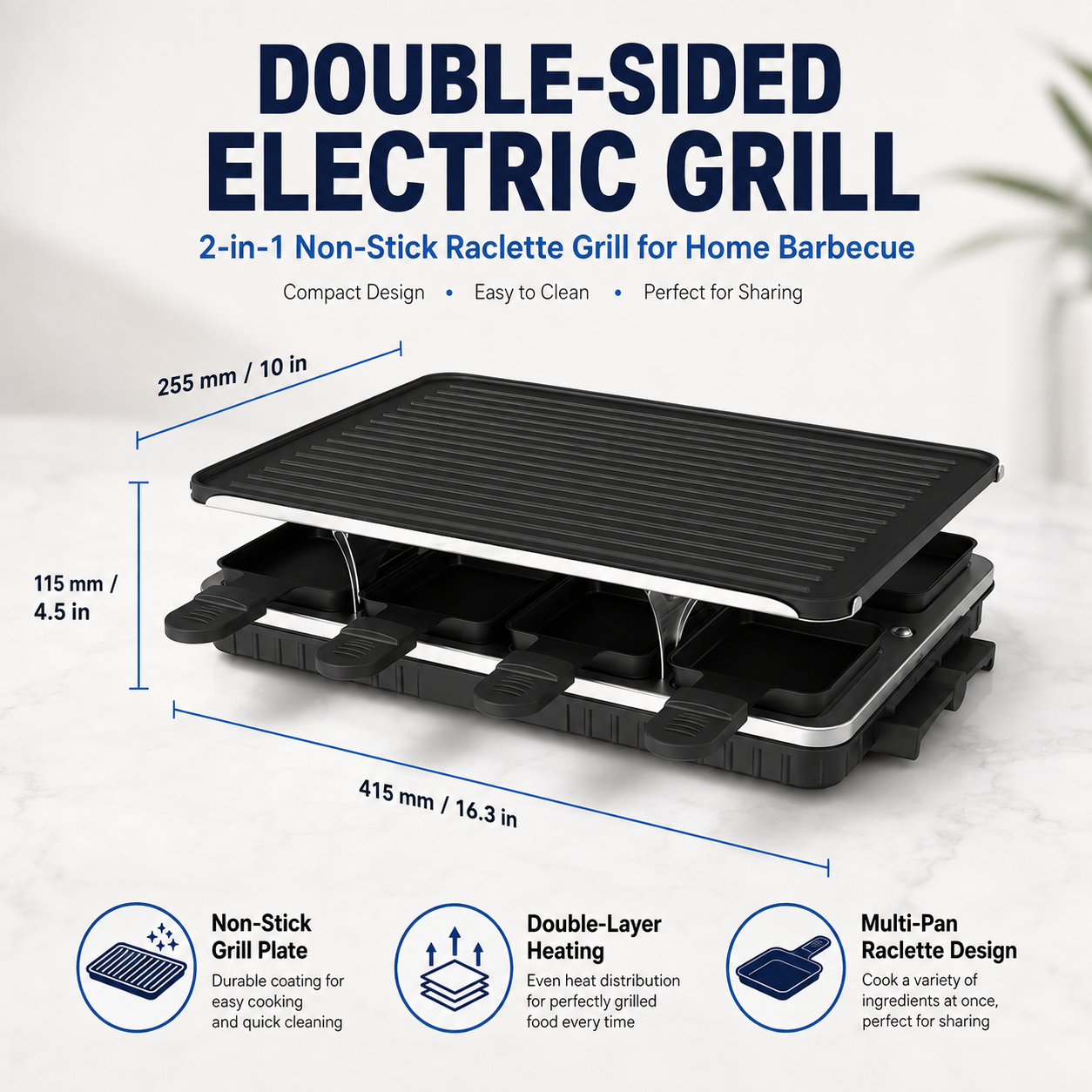 Multifunctional 2-Tier Smokeless Non-Stick Electric Grill