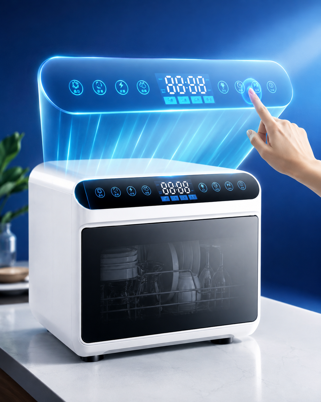 Portable Countertop Dishwasher with Built-In Water Tank, UV Sanitizing & Hot Air Drying