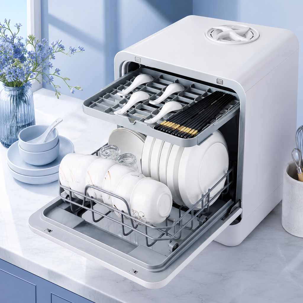 Portable Countertop Dishwasher with Built-In Water Tank, UV Sanitizing & Hot Air Drying
