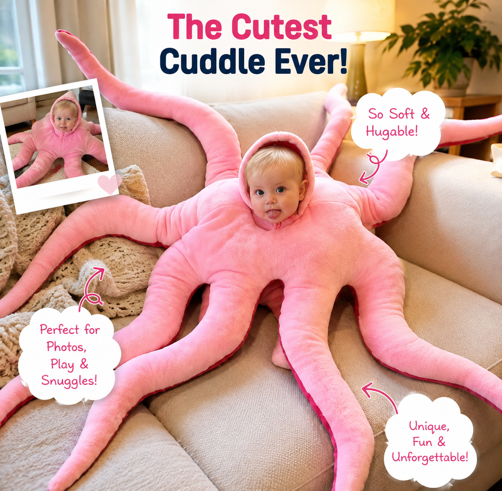 Giant Pink Octopus Costume – Plush Funny Bodysuit for Kids & Adults