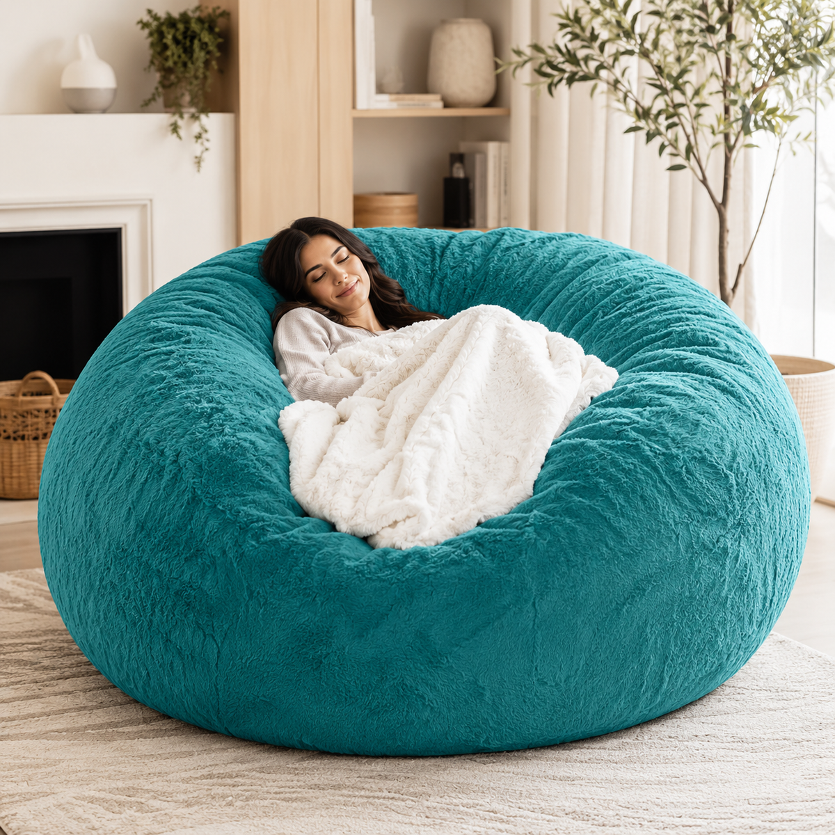 Oversized Bean Bag Chair Cover 150x75cm – Soft Plush Giant Lounge Sofa Cover for Adults & Kids