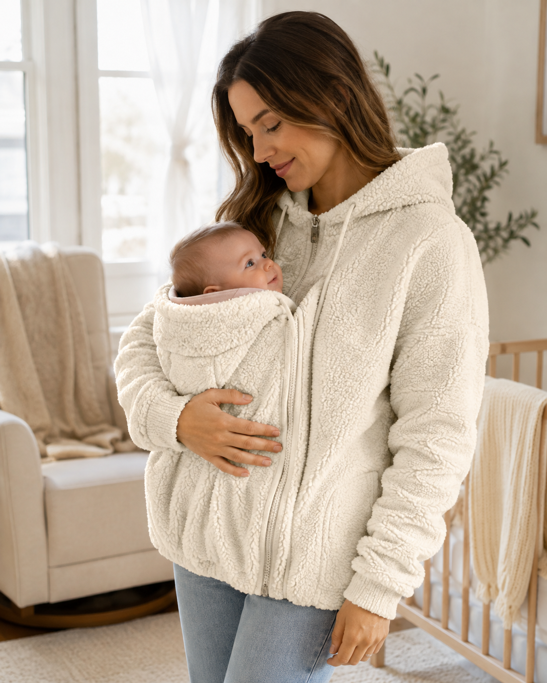 Babywearing Hoodie for Moms – Cozy Maternity Kangaroo Sweatshirt